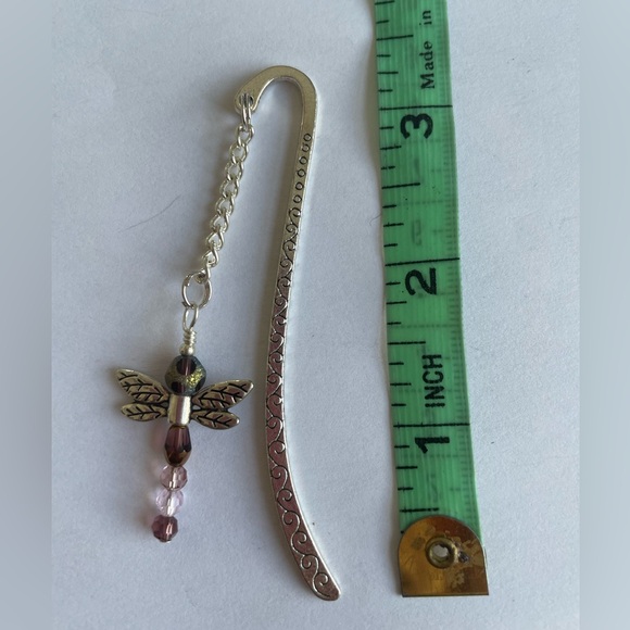 Handmade Purple & Pink Dragonfly Bookmark with Silver Tone Hook - ideal Gift - Picture 5 of 6